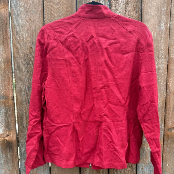 Chico's Women’s Red Lightweight Full Zip Fitted Blazer Jacket Size 1 Medium - Picture 9 of 11